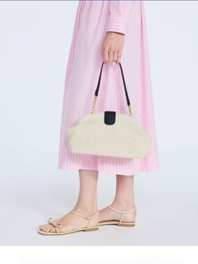 Free Assembly Women's Textured Clutch Handbag, Straw NWT